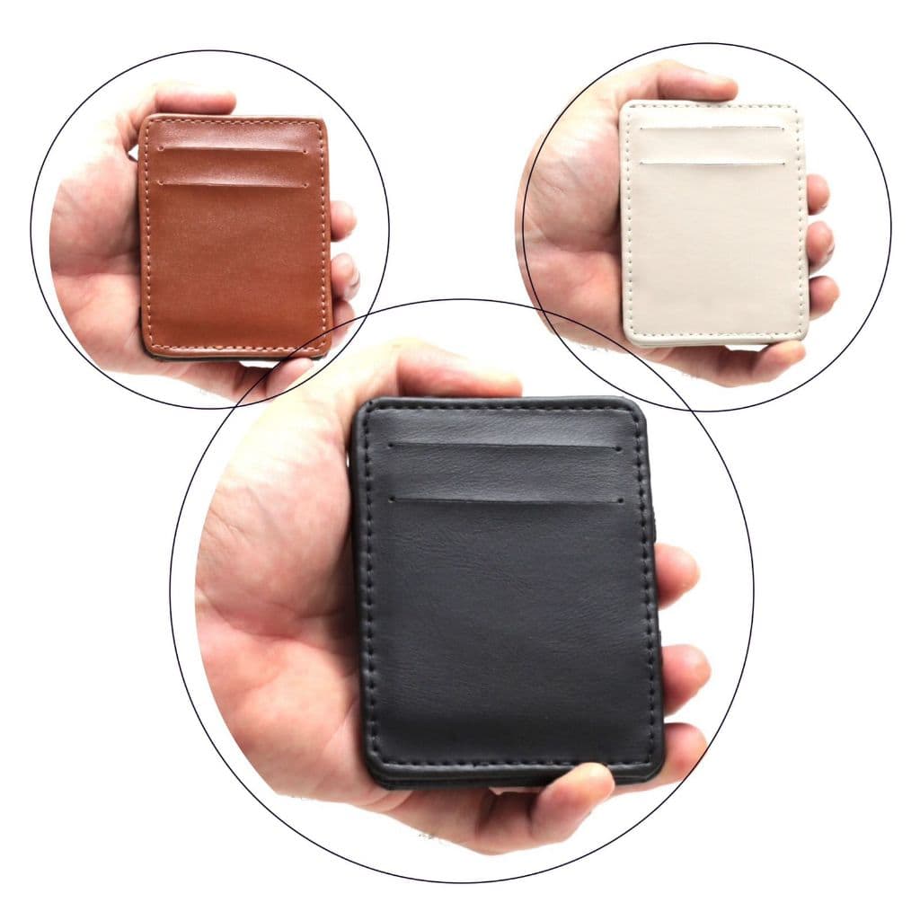 Carteira magica de couro slim pequena porta cartao notas e documentos