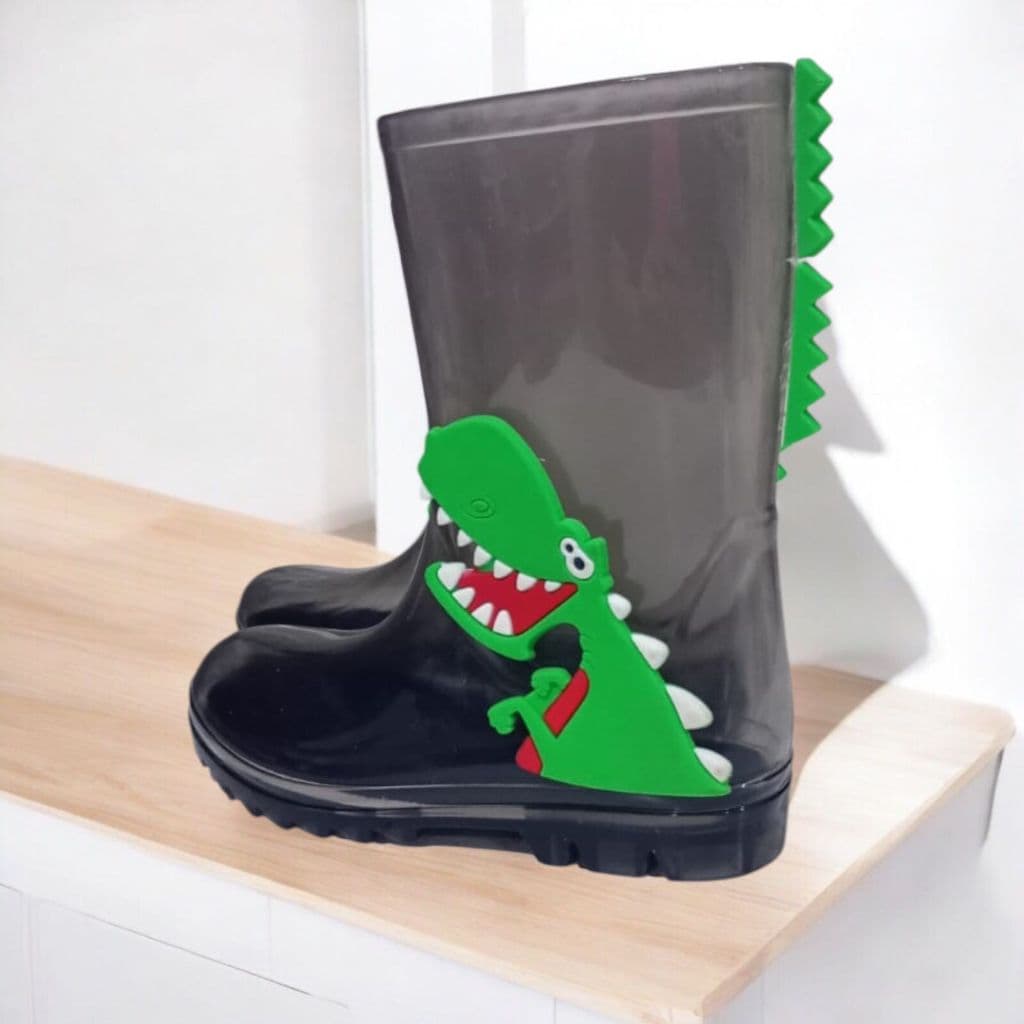Galocha Bota de Chuva Cano Alto Dinossauro Infantil Menino Juvenil Leve Moderna Confortável Estilosa