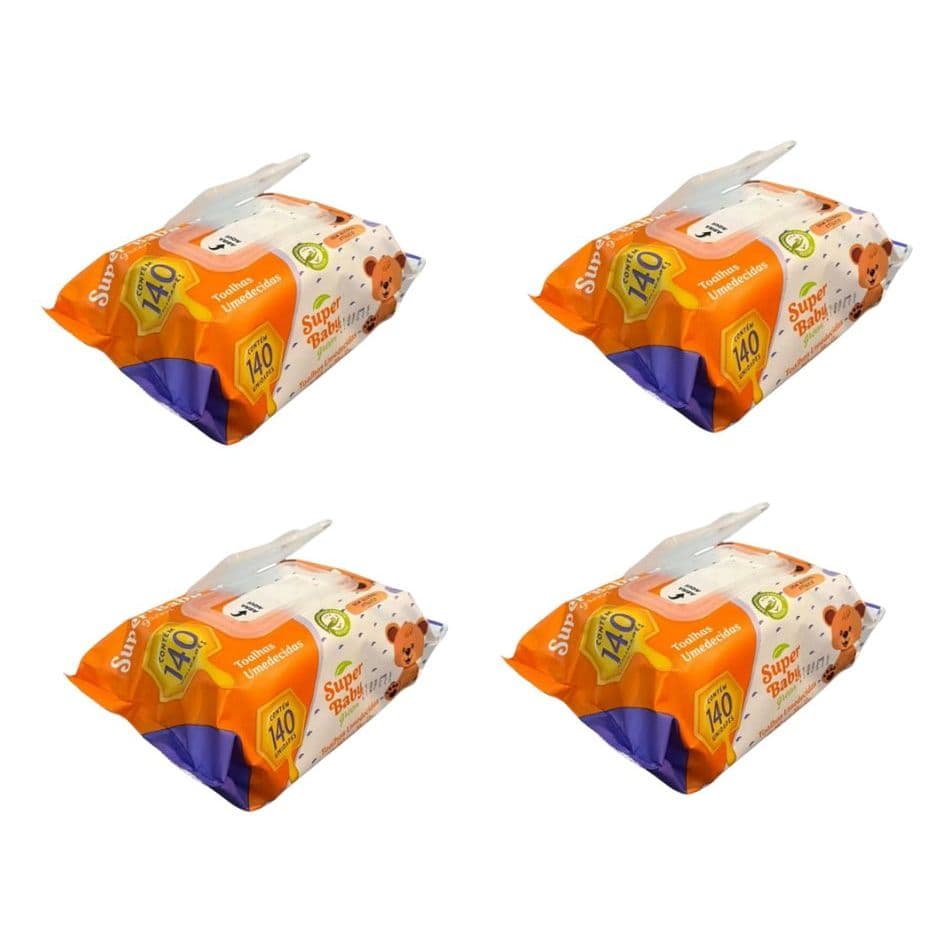 Kit Lenços umedecidos super baby Green  560 Unidades - 0% Álcool elítico e Anti assadura