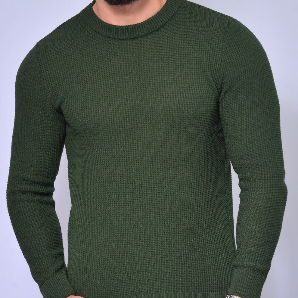 Blusa Masculina Lisa de Tricot Estilo Casual Suéter Inverno Elegante Gola Redonda e Conforto