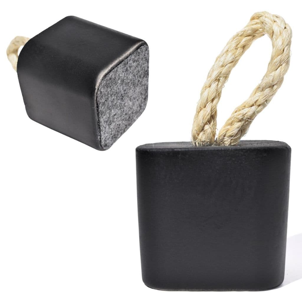 Peso de Porta Decorativo Concreto Quadrado Preto 1,3Kg Aleta Artesanal Alça Sisal Base Anti Risco
