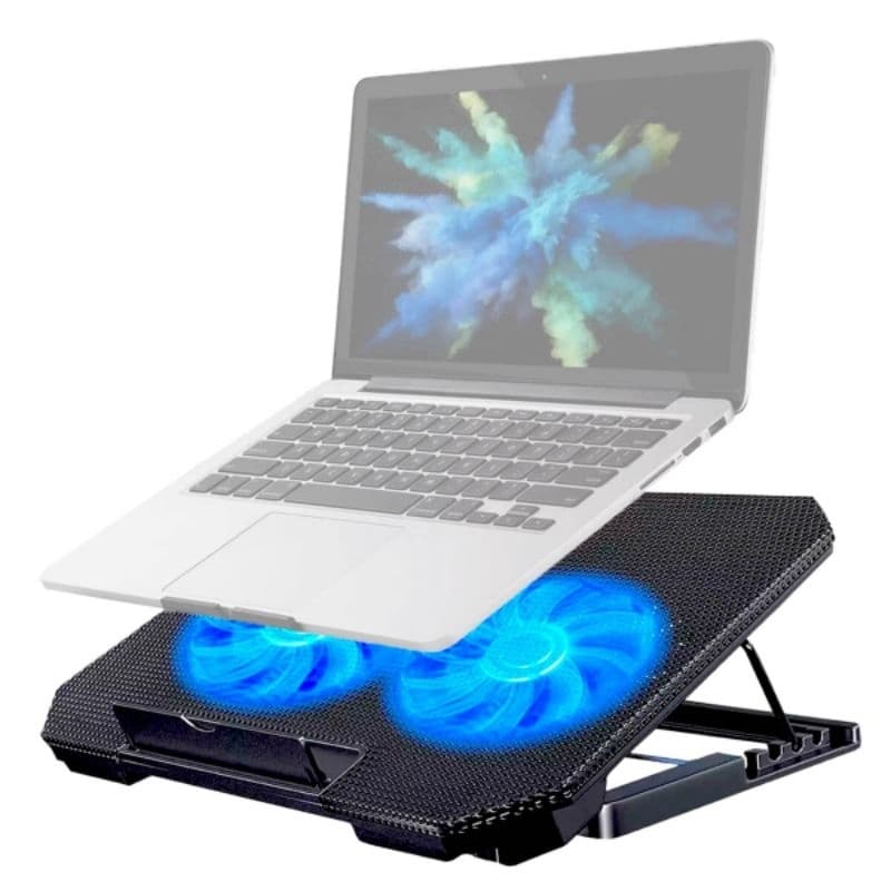 Base Refrigerada para Notebook com 2 Coolers e LEDcom LED Azul e Altura Regulável