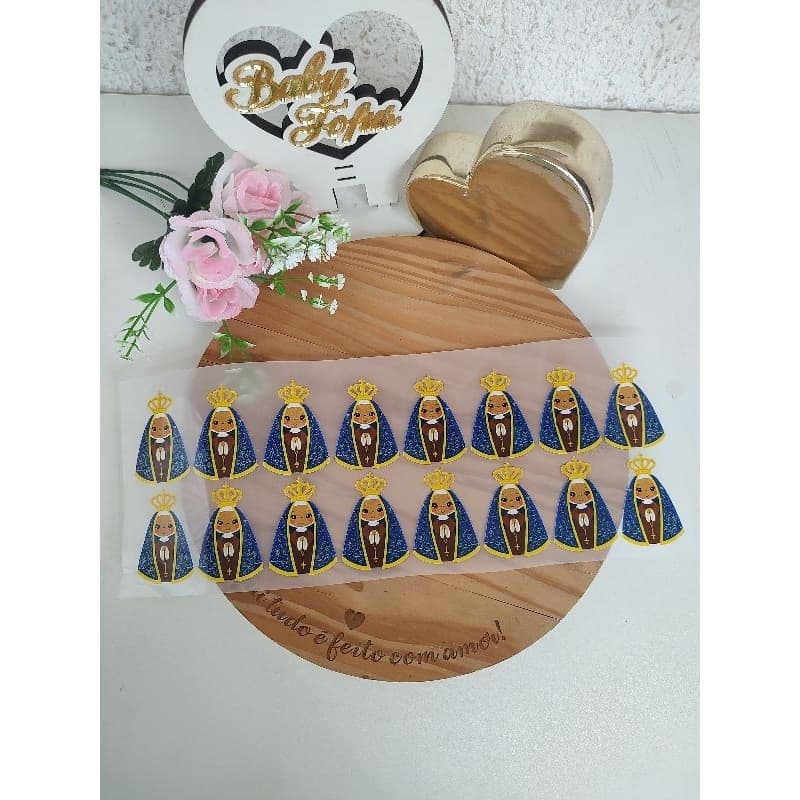 kit 16 Estampa nossa senhora termocolante para tecido tamanho 5x4,5 colocar com o ferro de passar