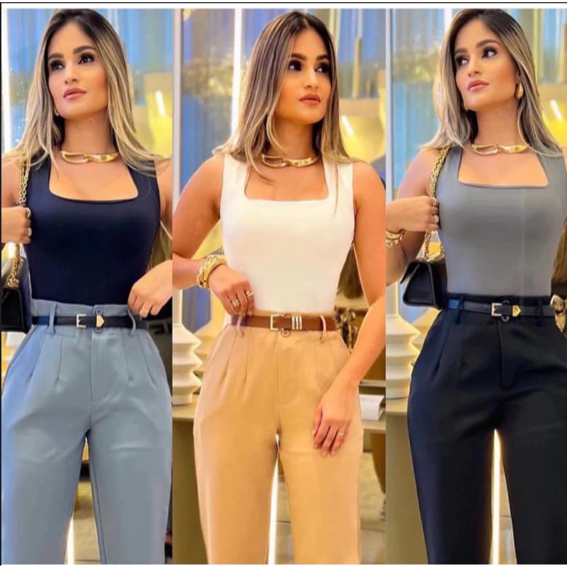 Body Feminino Suplex Premium Decote Quadrado Regata Bory Moda blogueira Collant