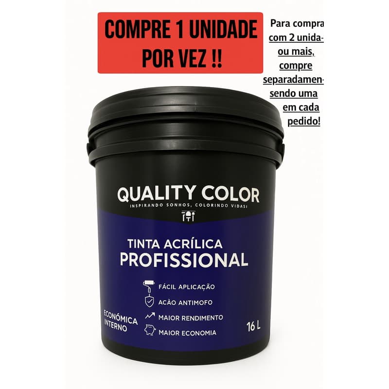 Tinta Acrílica Profissional para Parede Interna 20kg 16L - Alta Cobertura Diversas Cores