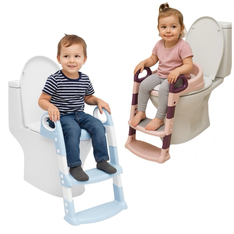 Troninho Infantil com Escada Dobrável Assento Redutor Acolchoado Macio Menina Menino