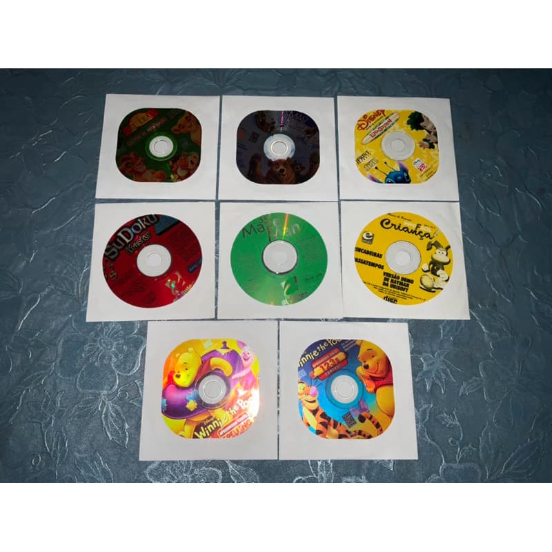 Lote de 8 jogos de PC e cds Jogo para computador antigo disney maze etc