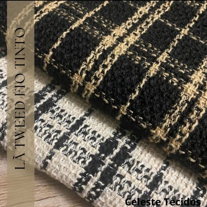 Lã Tweed Fio Tinto Tecido de inverno grosso para roupas femininas(1M×1,50M)