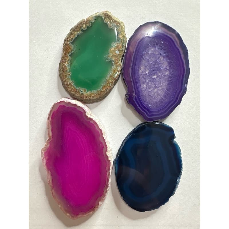 Chapas de Ágata, azul, roxo, rosa e verde