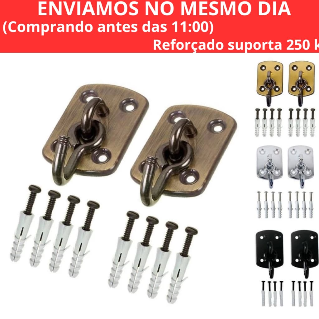 Gancho Armador Para Rede Reforçado Silencioso 250 kg Par