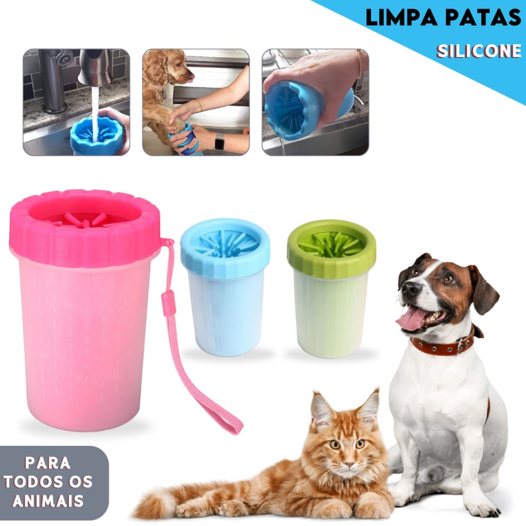 Limpador de Patas Pet Em Silicone Para Cães e Gatos Higiene Rápida e Sem Sujeira