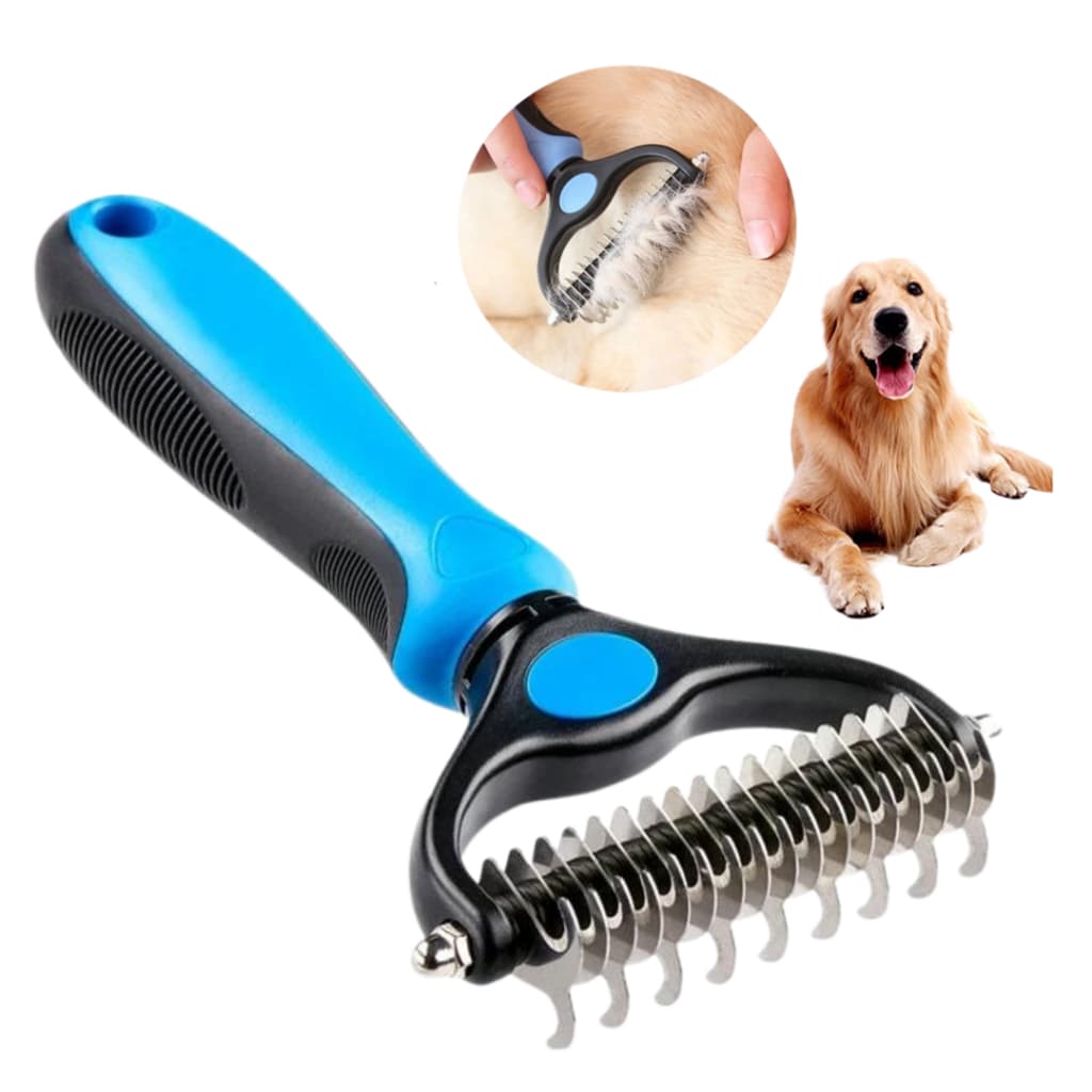 Rasqueadeira Para Cães e Gatos 2 em 1 Remove Pelos Mortos e Desembola com Conforto - SHEFA
