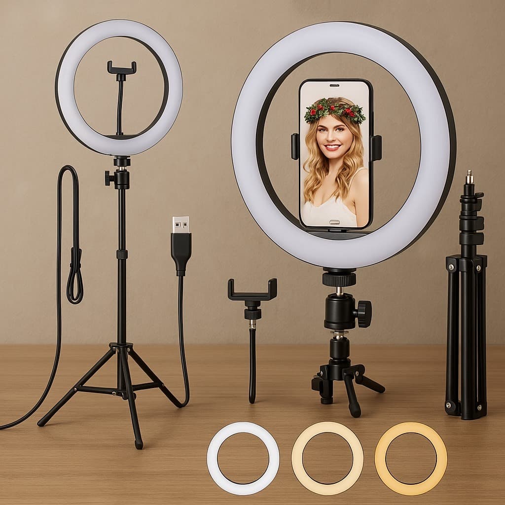 Ring Light Iluminador Anel Luz  Polegadas 10 - 6 com Tripé Ajustavel Praticidade iluminador  Premium
