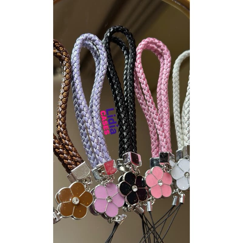 cordinha luxo charmosa com detalhe de flor, para celular perfeita para: