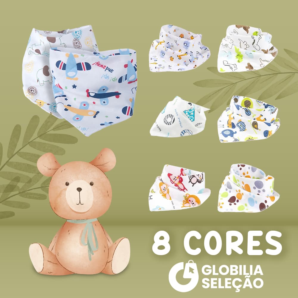 8 Peças Bebê babador Triângulo pano de boca Algodão Duplo Bandana Desenhos Animados Saliva Toalha Meninos e Meninas