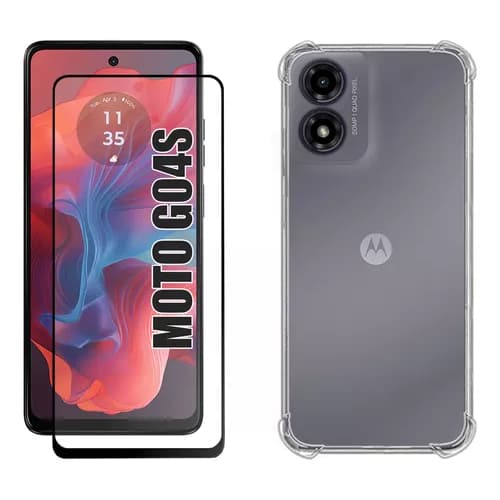 KIt Pelicula Vidro 3D Motorola G04S + Capa Capinha Anti Shock