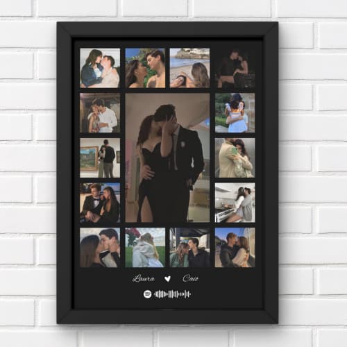 Quadro personalizado dia dos namorados, casal, namoro, código spotify e frase Moldura e Acetato A4