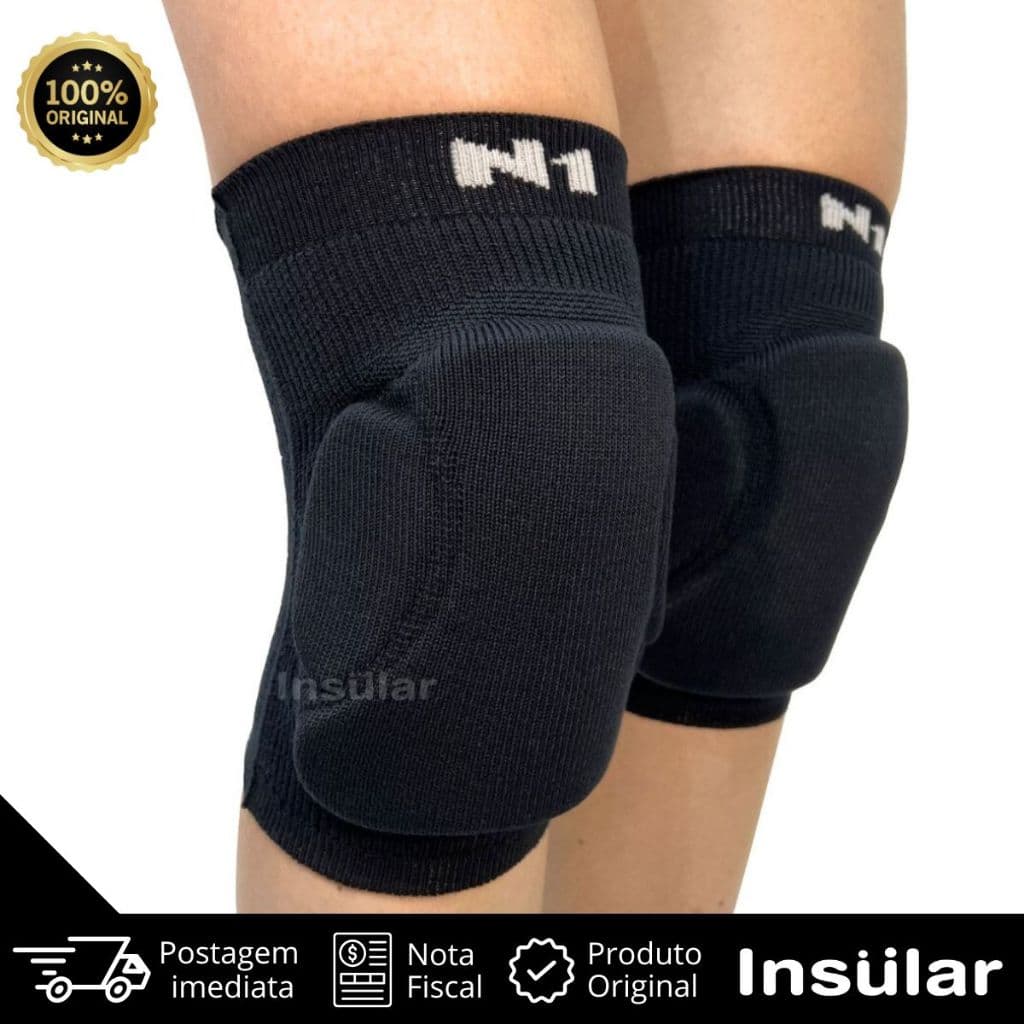 Joelheira Vôlei Profissional N1 Sport Flyer Seleção Elástica Alta Proteção Frontal Lateral Original