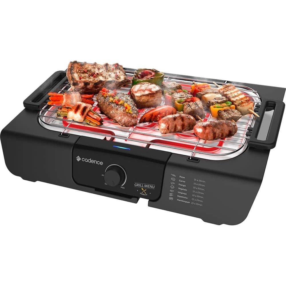 Churrasqueira Elétrica Cadence Grill Menu Com 2 ajustes de Altura 110v GRL810 Preto
