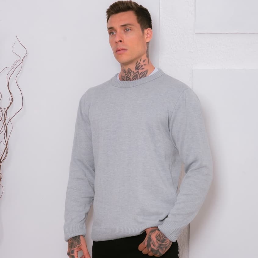 Suéter top Masculino Tricô Blusa De Frio Gola Redonda Malha Grossa