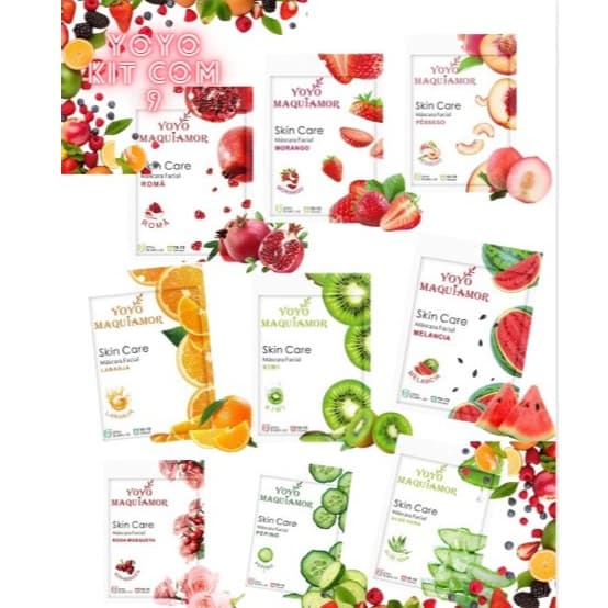Kit Com 9/5 Mascaras Faciais Frutinhas YYM-1212-17/18/19/20/21/22/23/24/25
