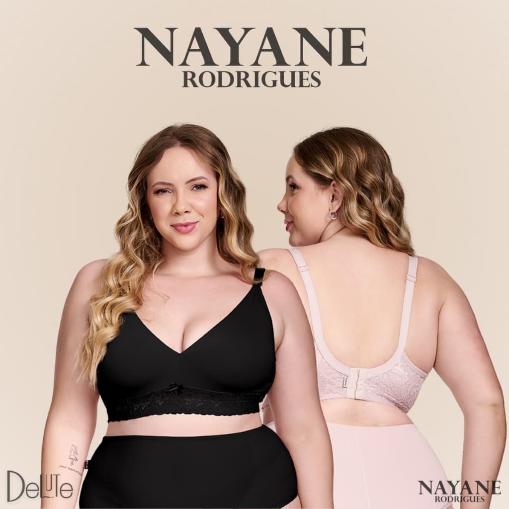 Sutiã Plus Size Mãe Nayane Rodrigues Pós-Parto e Amamentação Confortável Rendado com Fecho Fácil