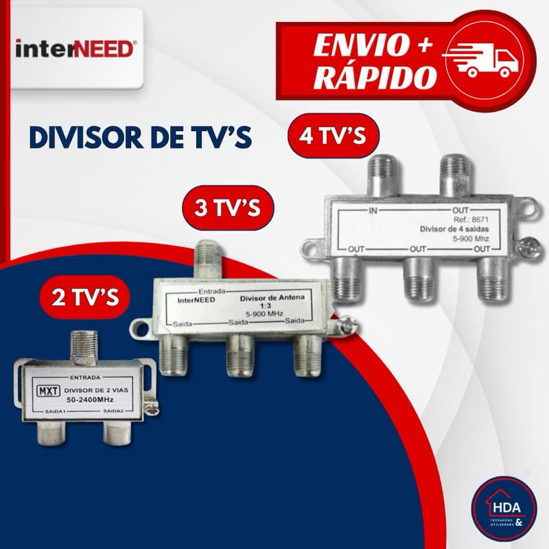 Divisor De Sinal De Antena Para Até 2 Tv, 3 Tv, 4 Tv Para Cabo Coaxial