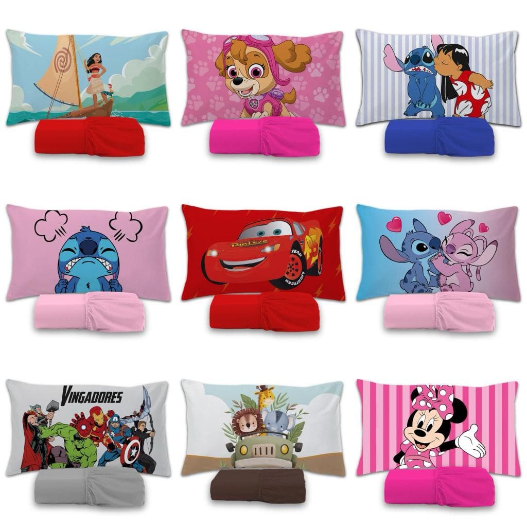 Jogo De Lençol 2 peças Infantil Temático De Personagens Modelos Variados