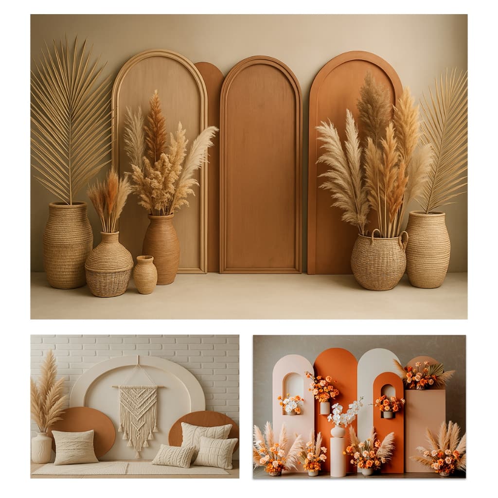 Fundo Fotográfico Estilo Boho Dia das Mães Em Tecido Sublimado 1,5x2,2 Mt