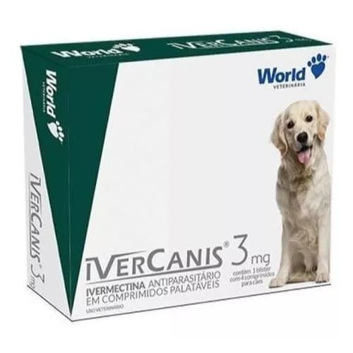 Ivercanis 3mg C/4 comprimidos - Remedio para carrapato, antiparasitario World