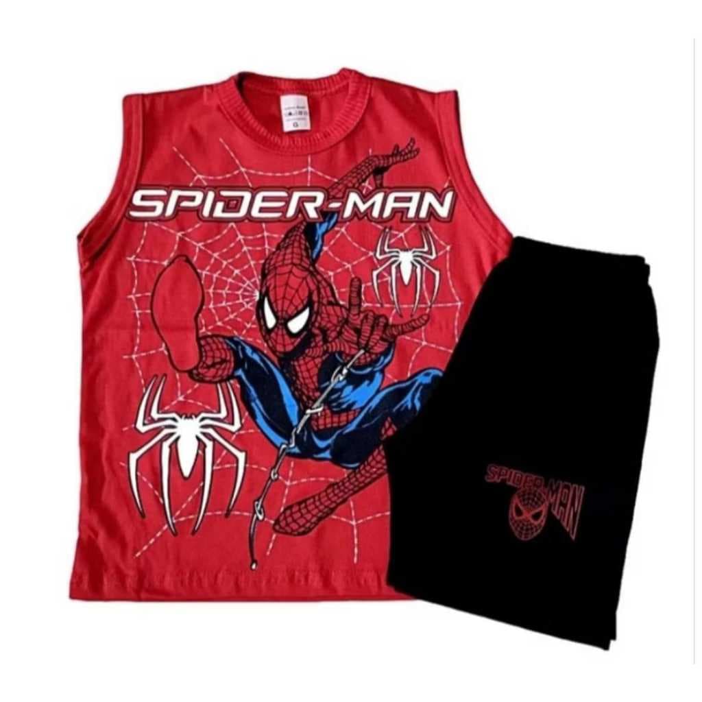 Conjunto infantil Bermuda e Regata Homem Aranha Roupas de menino