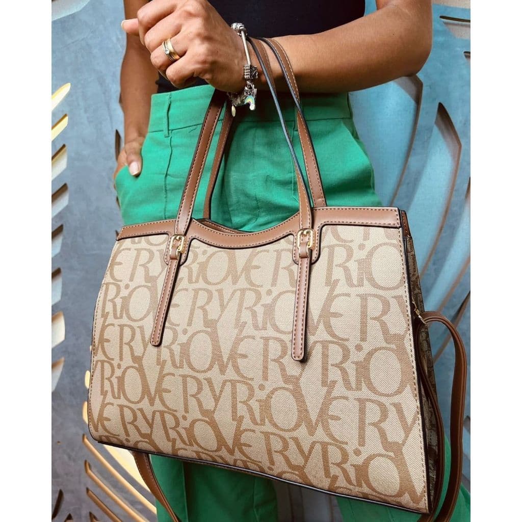 Bolsa Feminina Veryrio Estampa Luxuosa Elegante Casual Trabalho Alça de Ombro e Transversal Notebook