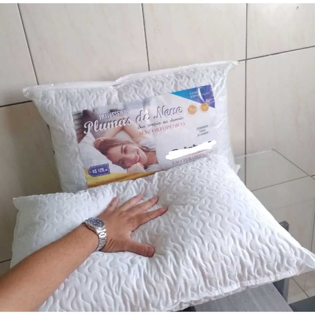 Kit de 2 travesseiros semi-ortopédico 50x70 fibra siliconada