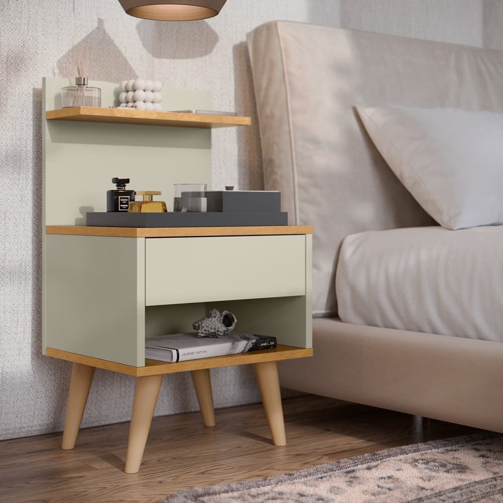Mesa De Cabeceira 1 Gaveta Criado Para Quarto Decoração Com prateleira modelo SLEEP