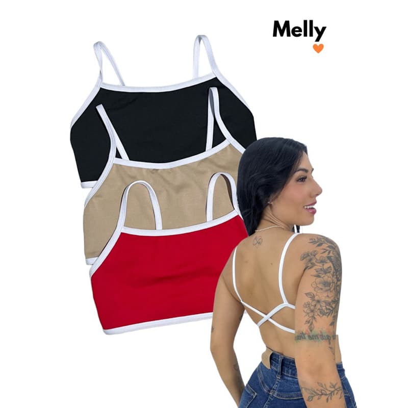 Kit 3 top cruzado BICOLOR costa nua cropped fitness academia dia a dia blogueira casual sem bojo modinha