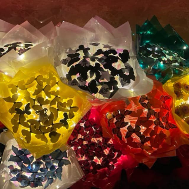 Materiais para montar buquê de borboleta