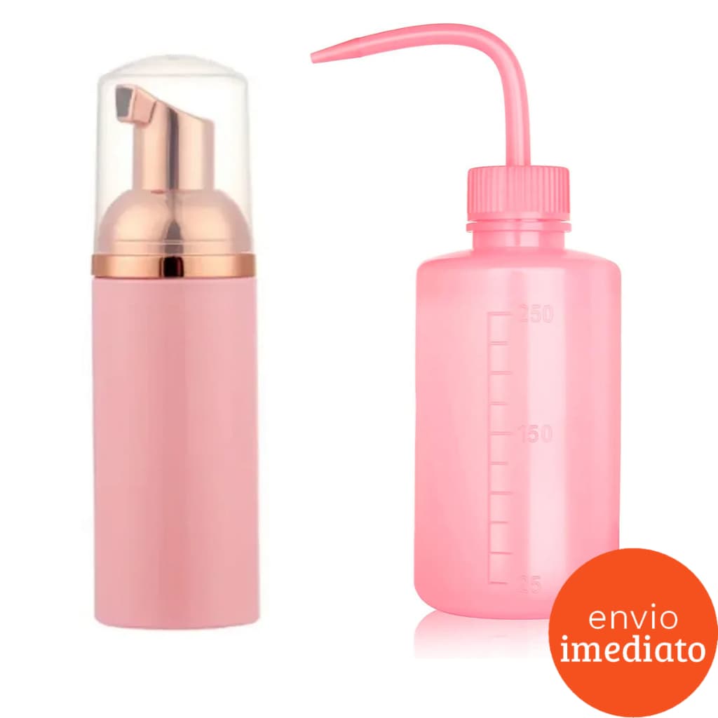Kit Limpeza de Cílios Pisseta Dosadora Frasco Pump Espumador