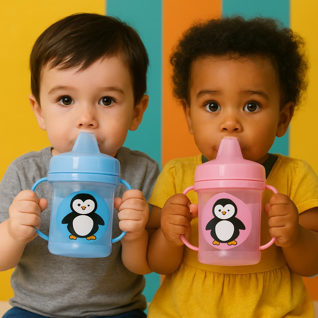 Copo Treinamento Transição Bebê Bico Alça 220ml Infantil Copinho Anti Vazamento