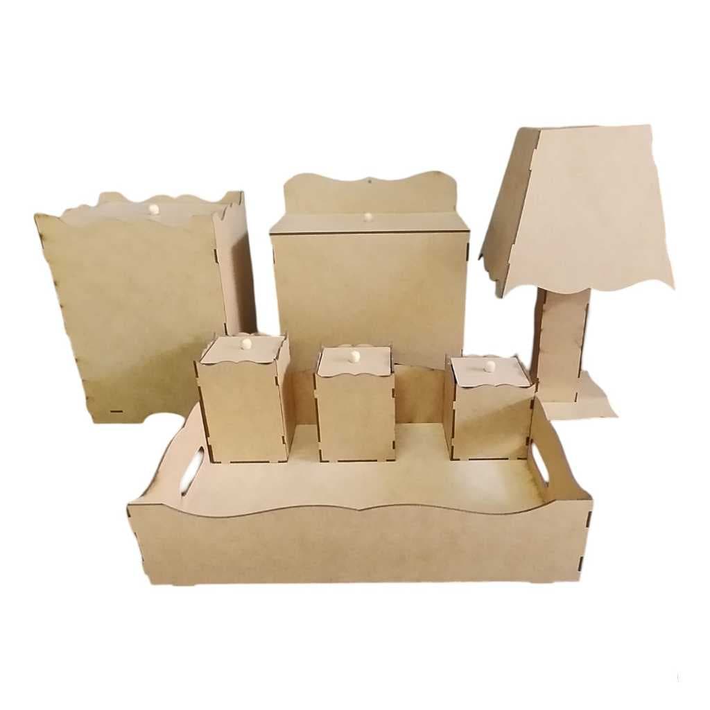 Kit bebe Higiene 7 peças liso em Mdf