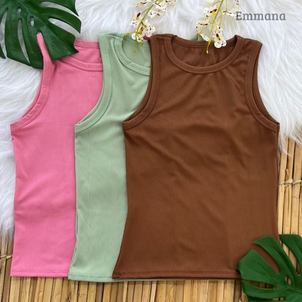 Kit 3 Regata Canelada Feminina Blusa Básica Camiseta Casual Dia a Dia