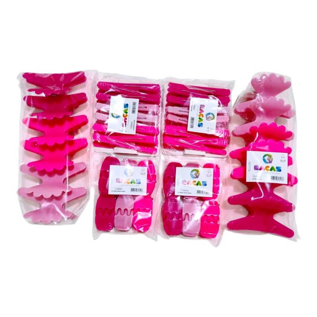 Kit Completo 30 Acessórios Cabelo Piranhas Pequenas Bico Pato Prendedores sorriso Salão cabeleleiro