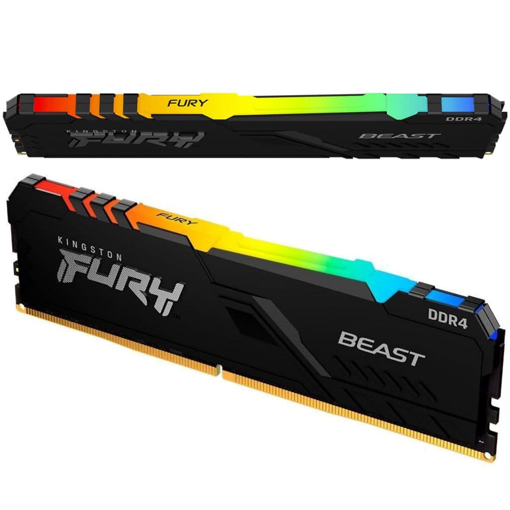 Memória RAM Kiston Fury Beast RGB 8GB 16GB 32GB Memória DDR4 3200MHz 3600MHz RAM para PC de jogos