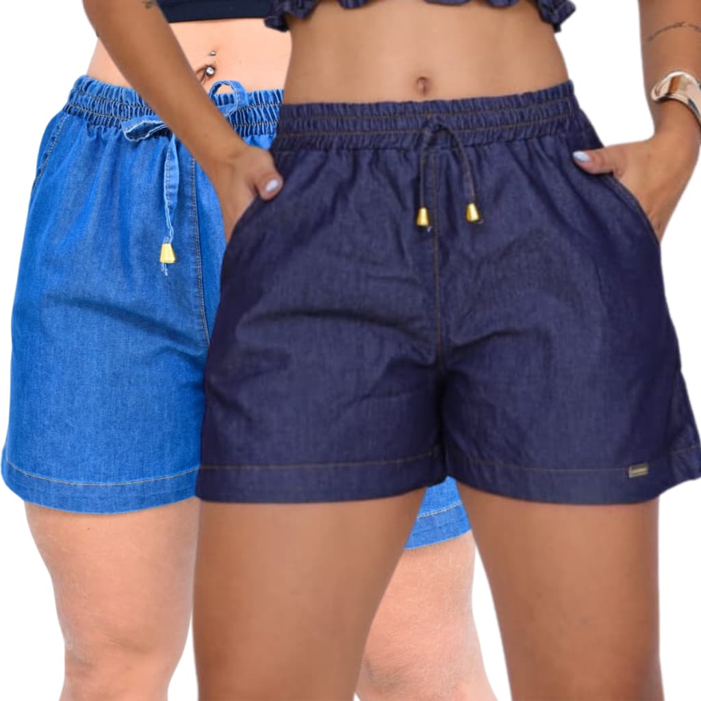 Bermuda jeans feminina short feminino casual, para o verão com elástico na cintura muito confortável