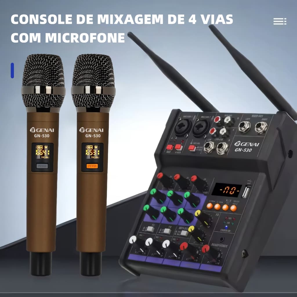 Placa de Som Duplo para Microfone Sem Fio - Pro Audio, Condensador, Captação Unidirecional, Alta Qualidade