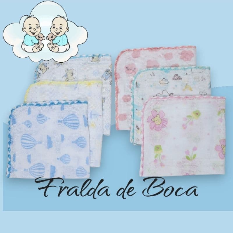 10 Unidades Pano de Boca Bebê Fralda de Boca Babete 100% algodão 30cm X 30cm