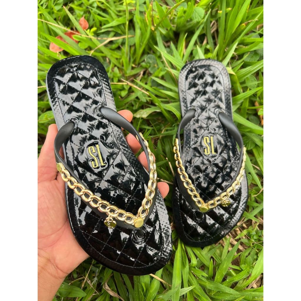 CHINELO CONFORT SOLA ACOLCHOADA E BORDADA