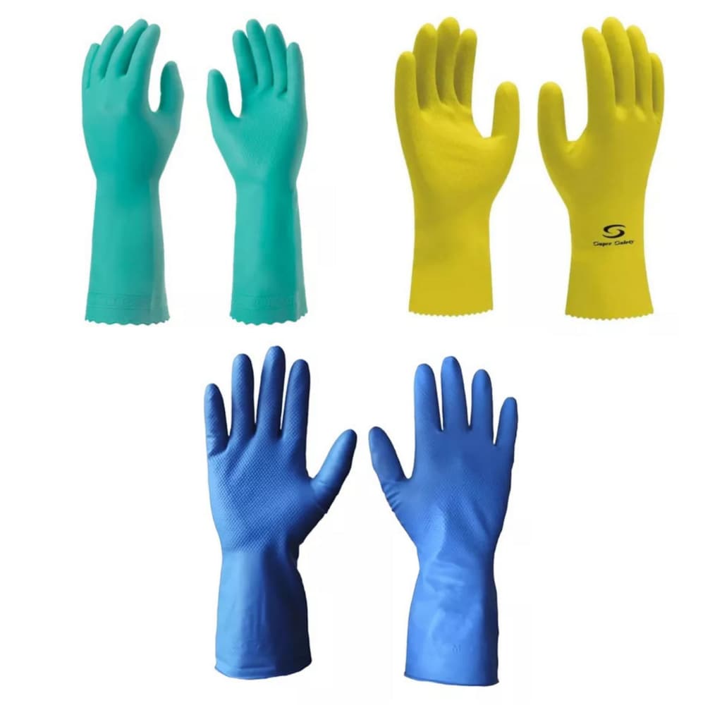 Kit 10 Pares Luvas Nitrílica Proteção Química Limpeza Pesada Resistência Ambidestra Antialérgica Epi Ca Faxina Borracha