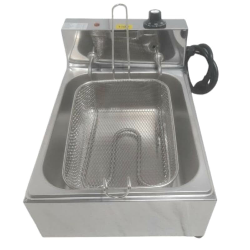 Fritadeira elétrica industrial 1 cuba 5 litros a óleo em inox.