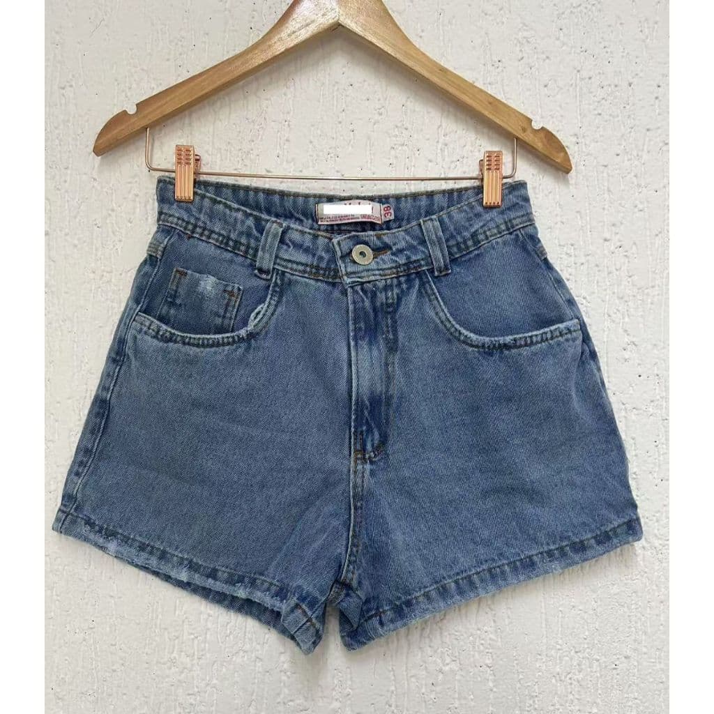 Short Jeans feminina com Bolso Bermuda Feminina Simples Com Pouco Rasgo