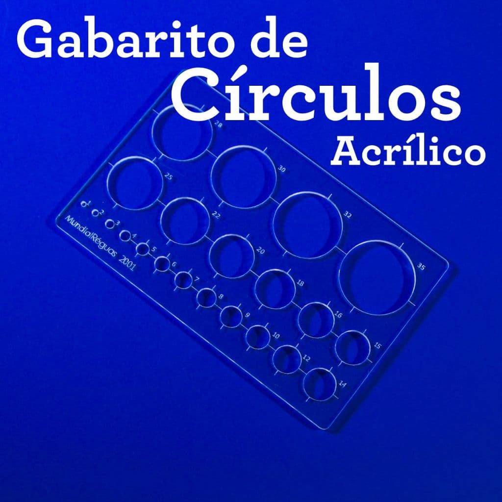 Gabarito de Círculos Bolígrafo Bolômetro Circulógrafo em Acrílico Cristal 2,0mm